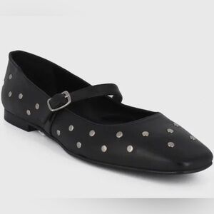 Dansi Funky Black Studded Leather Mary Jane Flats 
Women’s Size: 40 US 9